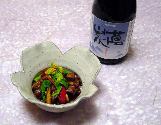 2008,3夢山水牛肉と菜の花の甘味噌炒め.jpg